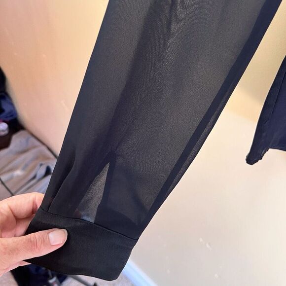 AllSaints Womens Silk Chiffon Wrap Blouse Black Size 2 Career Dressy Wear - Picture 4 of 7